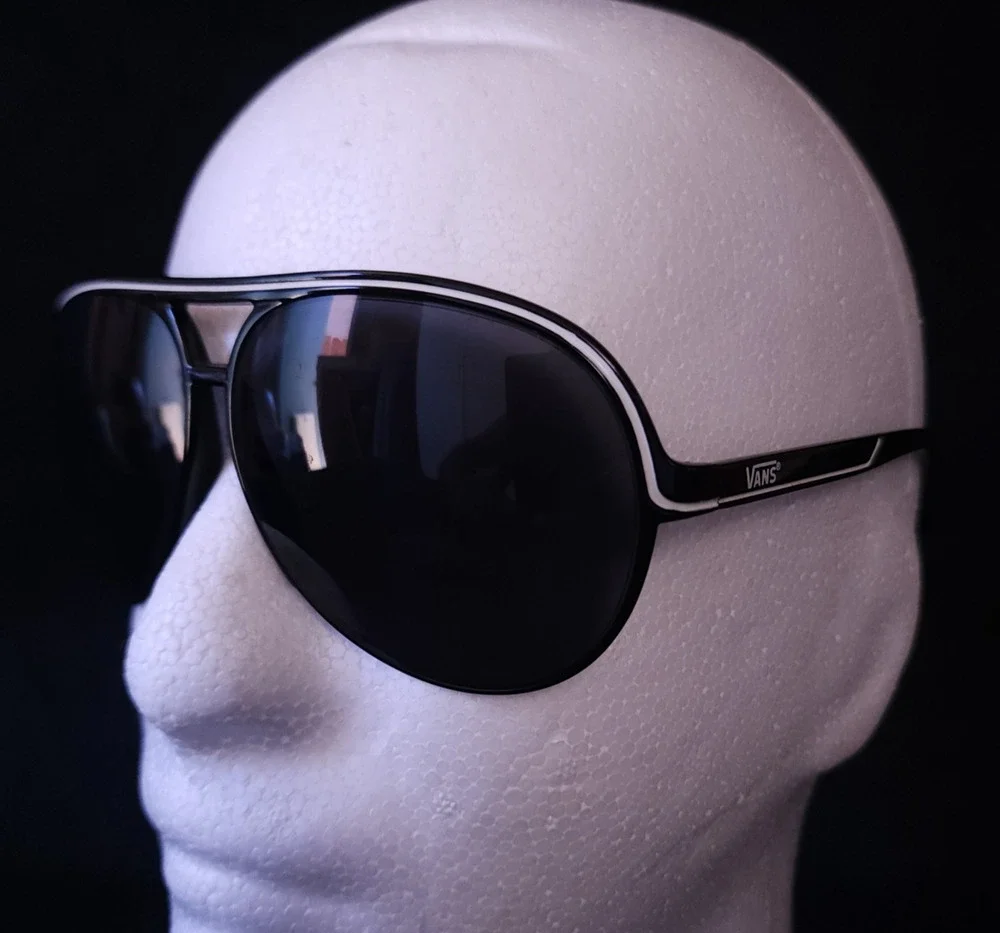Vintage Y2K Vans Gambler Sunglasses Aviator w/ Black & White Frame / Dark Lenses
